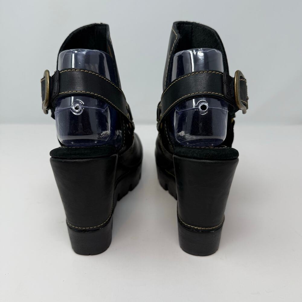Sbicca Rayanne Wedge Ankle Booties Women's 9M Black Sandals Luxury EUC - Picture 5 of 16